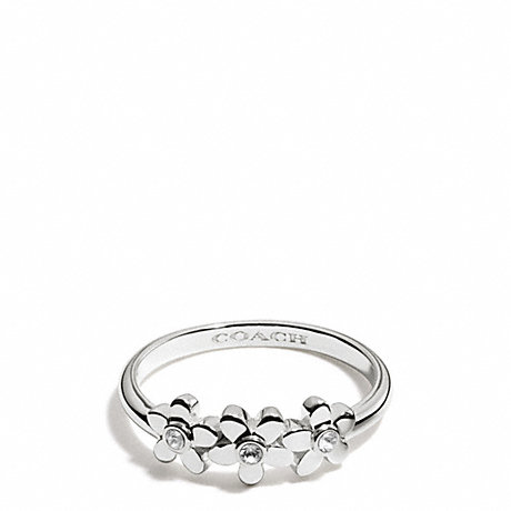 COACH STERLING FLOWERS RING - SILVER/CLEAR - f99764