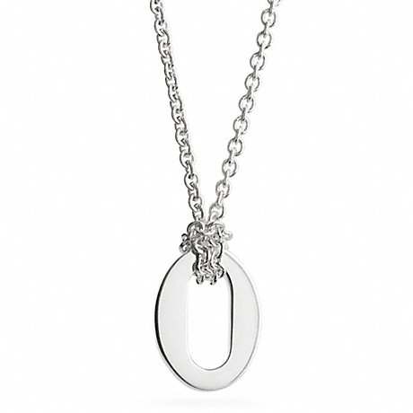COACH F99776 STERLING OVAL PENDANT NECKLACE -SILVER/SILVER