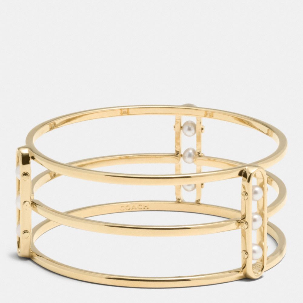 COACH PEARL ID WIDE BANGLE -  GOLD/WHITE - f99781