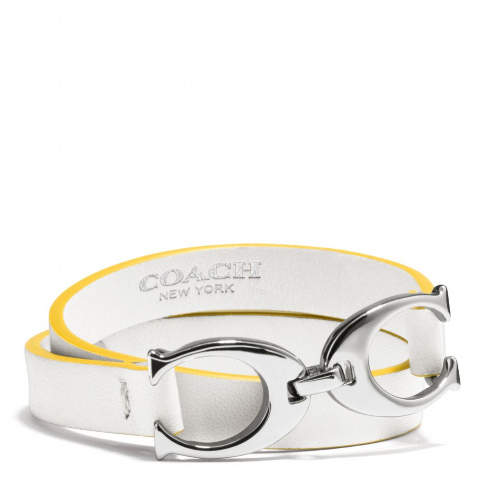 COACH TWIN SIGNATURE C DOUBLE WRAP LEATHER BRACELET -  SILVER/YELLOW/WHITE - f99792