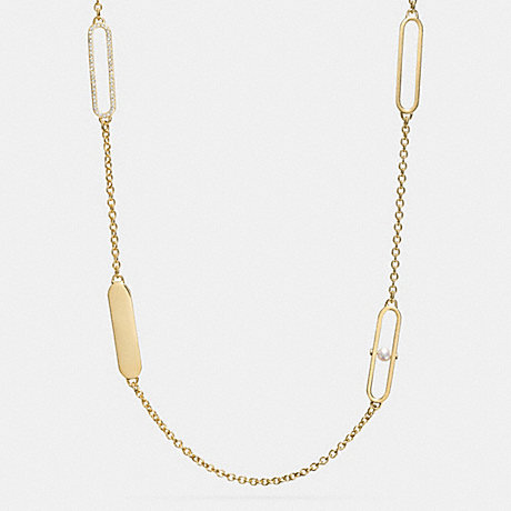 COACH F99830 PEARL AND PAVE ID STATION NECKLACE -GOLD/WHITE