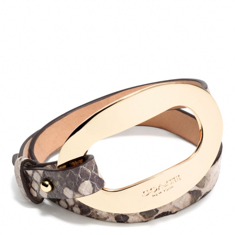 COACH F99840 Open Lock Python Leather Double Wrap Bracelet GOLD/SNAKE