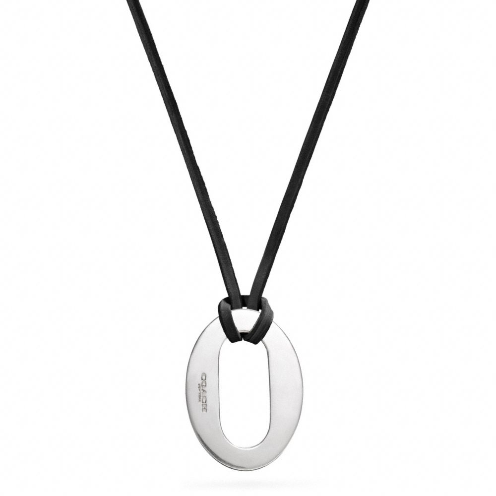 COACH STERLING LONG OPEN LOCK PENDANT NECKLACE -  SILVER/BLACK - f99851