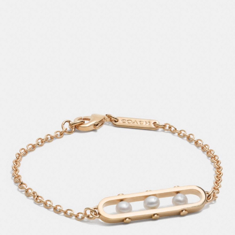 THREE PEARL ID BRACELET - f99852 - GOLD/WHITE