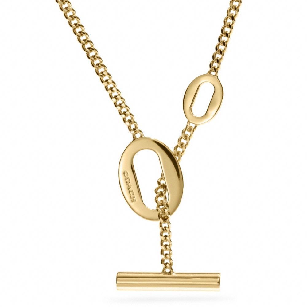 LONG OVAL LINK NECKLACE - f99854 -  GOLD