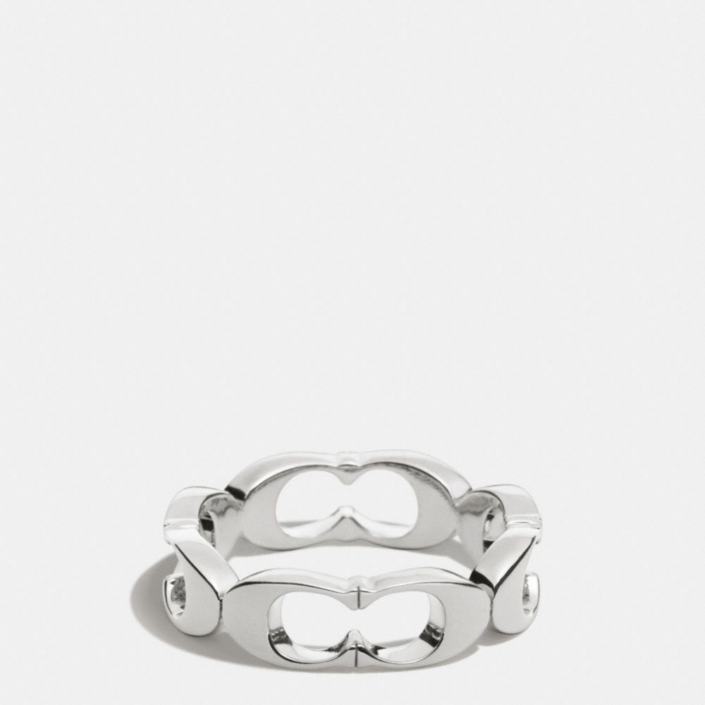 COACH SIGNATURE C LINK RING - SILVER - f99861