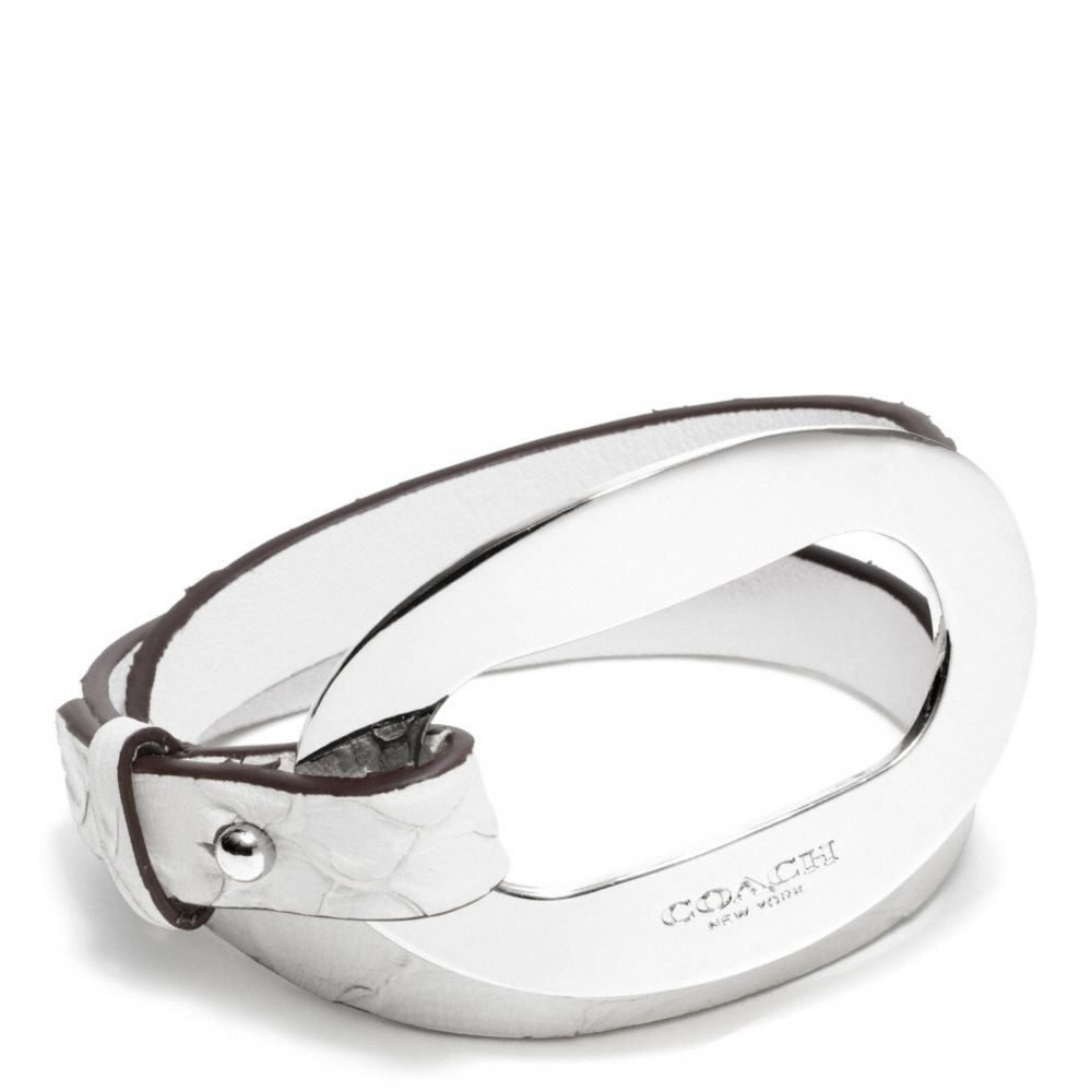 COACH F99875 Open Lock Python Leather Double Wrap Bracelet  SILVER/WHITE