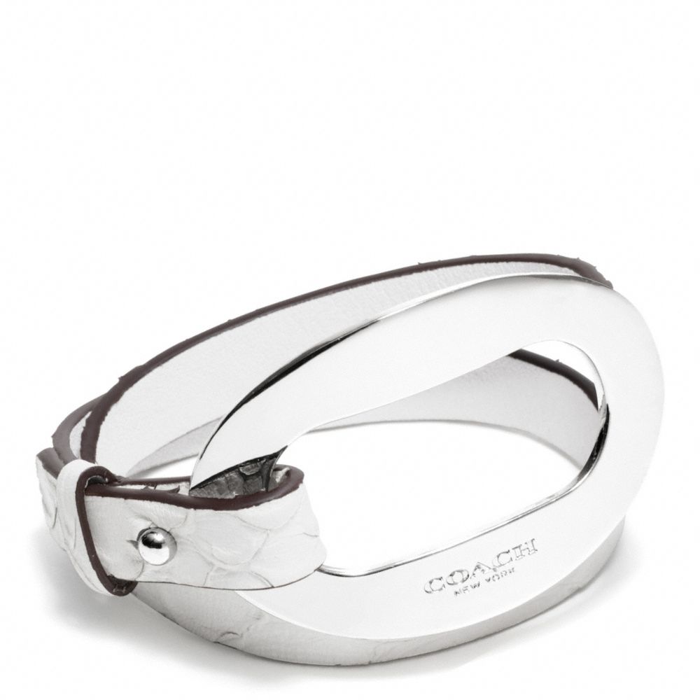 OPEN LOCK PYTHON LEATHER DOUBLE WRAP BRACELET - SILVER/WHITE - COACH F99875