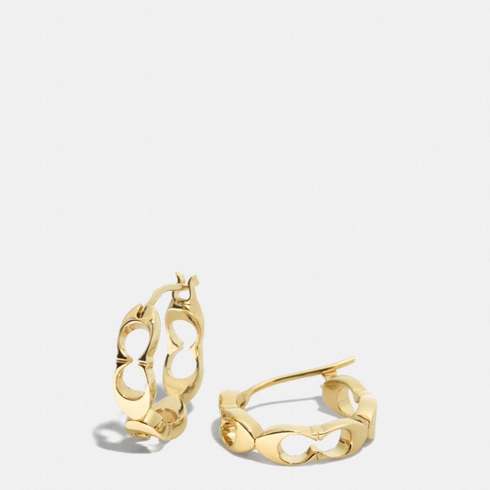 SIGNATURE C LINK HUGGIE EARRINGS - GOLD - COACH F99889