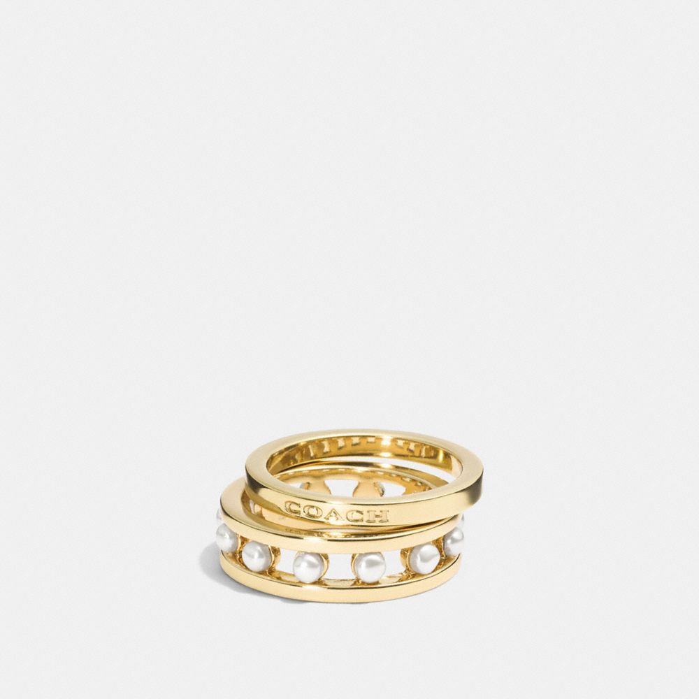 COACH PEARL RING SET - f99956 - GOLD/WHITE