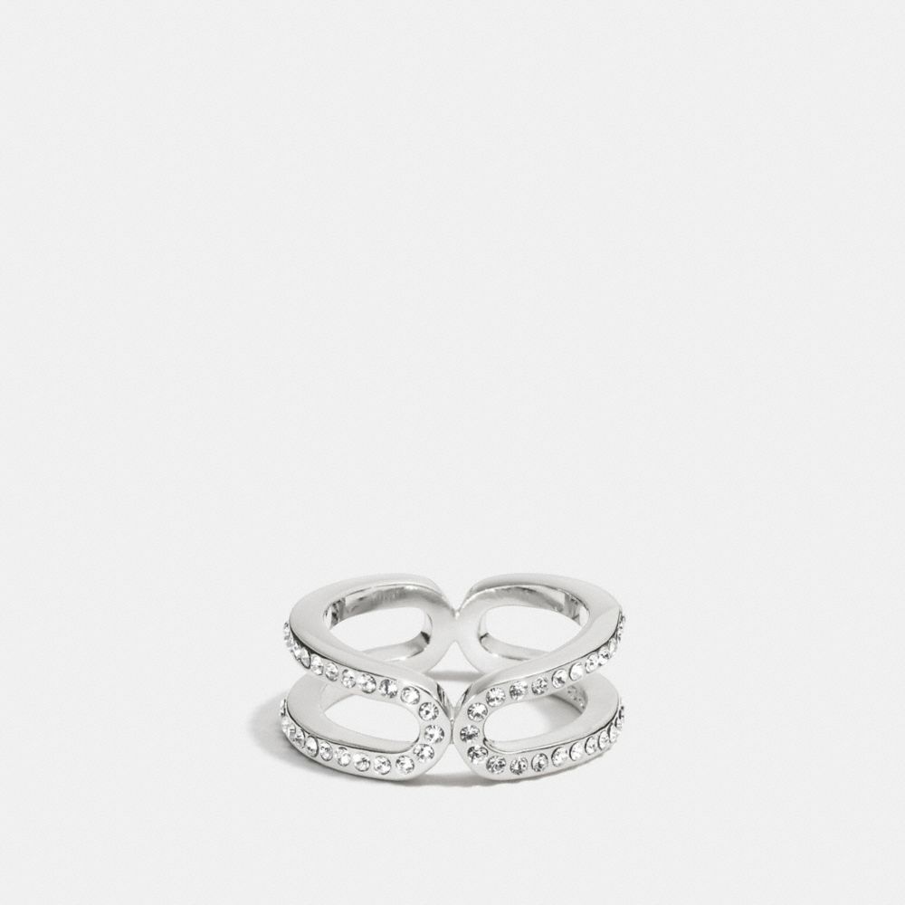 PAVE ID RING - f99959 - SILVER/CLEAR
