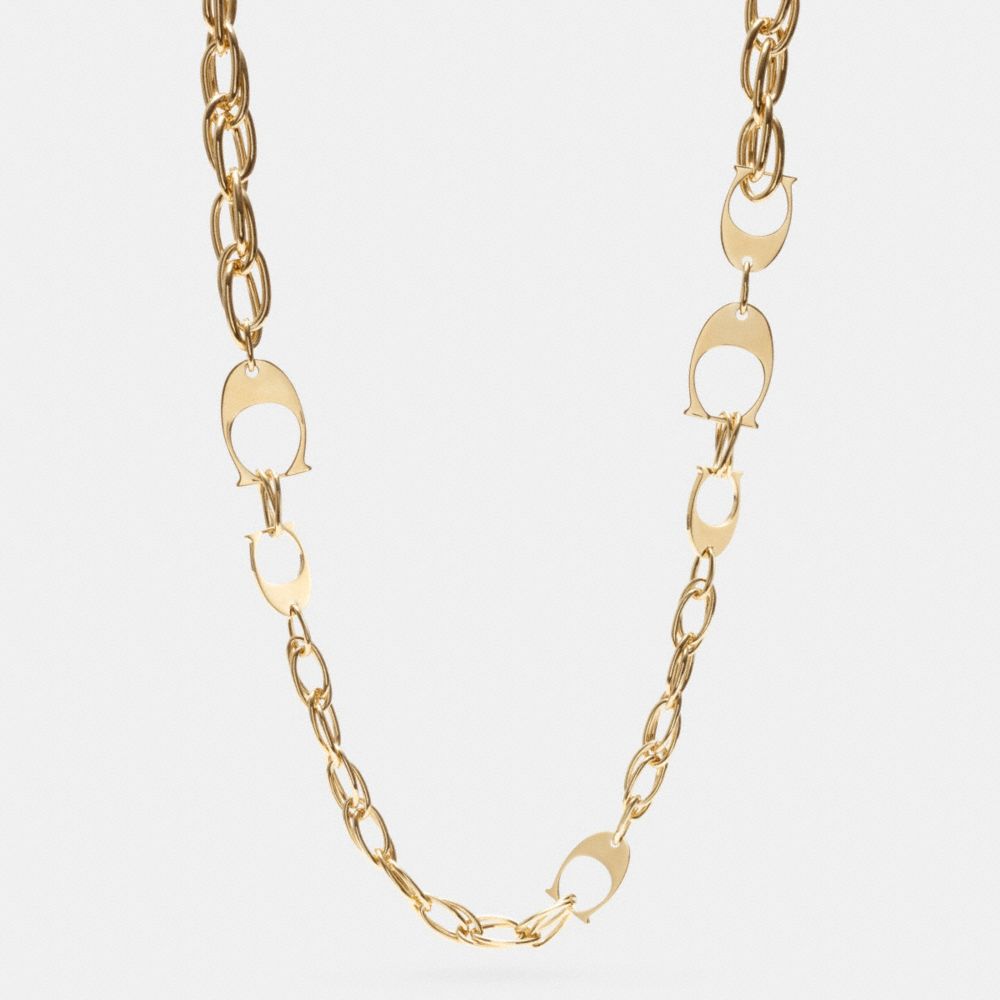 MIXED SIGNATURE C CHAIN LONG NECKLACE - GOLD - COACH F99960