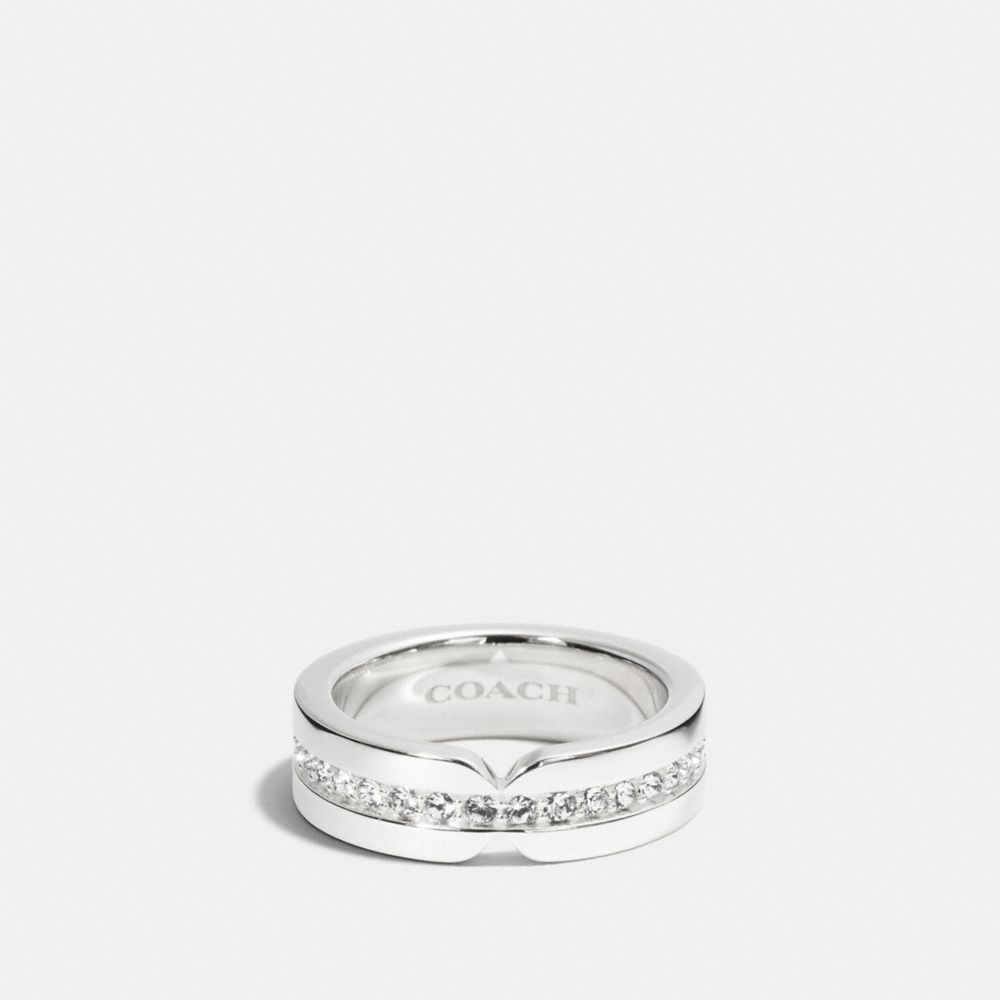 COACH PAVE ID BAND RING - SILVER/SILVER - F99962