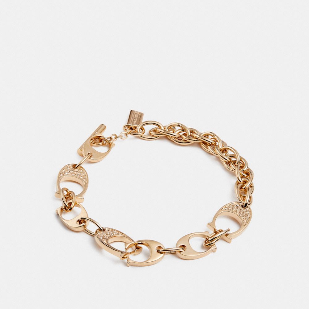 COACH F99963 Pave Signature C Chain Link Bracelet GOLD