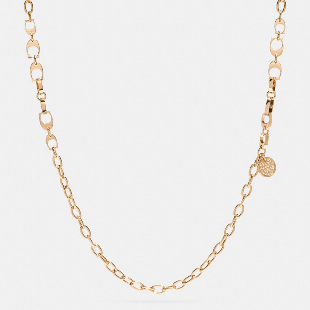 COACH f99967 PAVE SIGNATURE C LONG LINK STATION NECKLACE GOLD