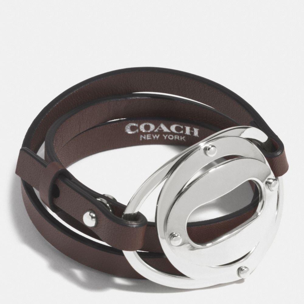 COACH F99977 - LAYERED OVAL TRIPLE WRAP BRACELET  SILVER/MAHOGANY