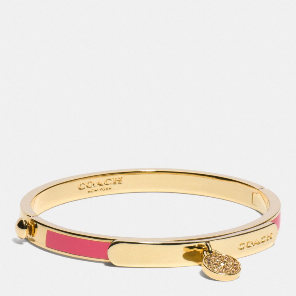 COACH f99985 THIN LOGO CHARM BANGLE  GOLD/LOGANBERRY