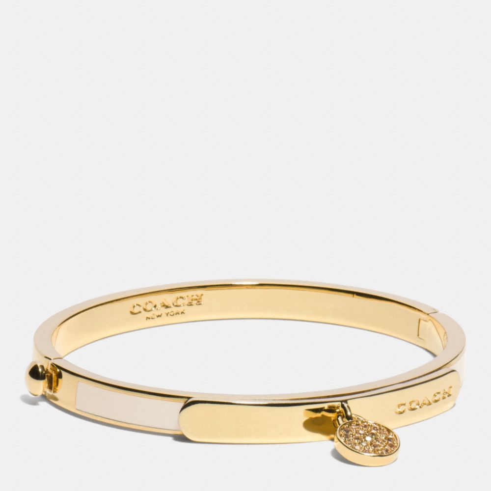 THIN LOGO CHARM BANGLE - f99985 -  LIGHT GOLD/MILK