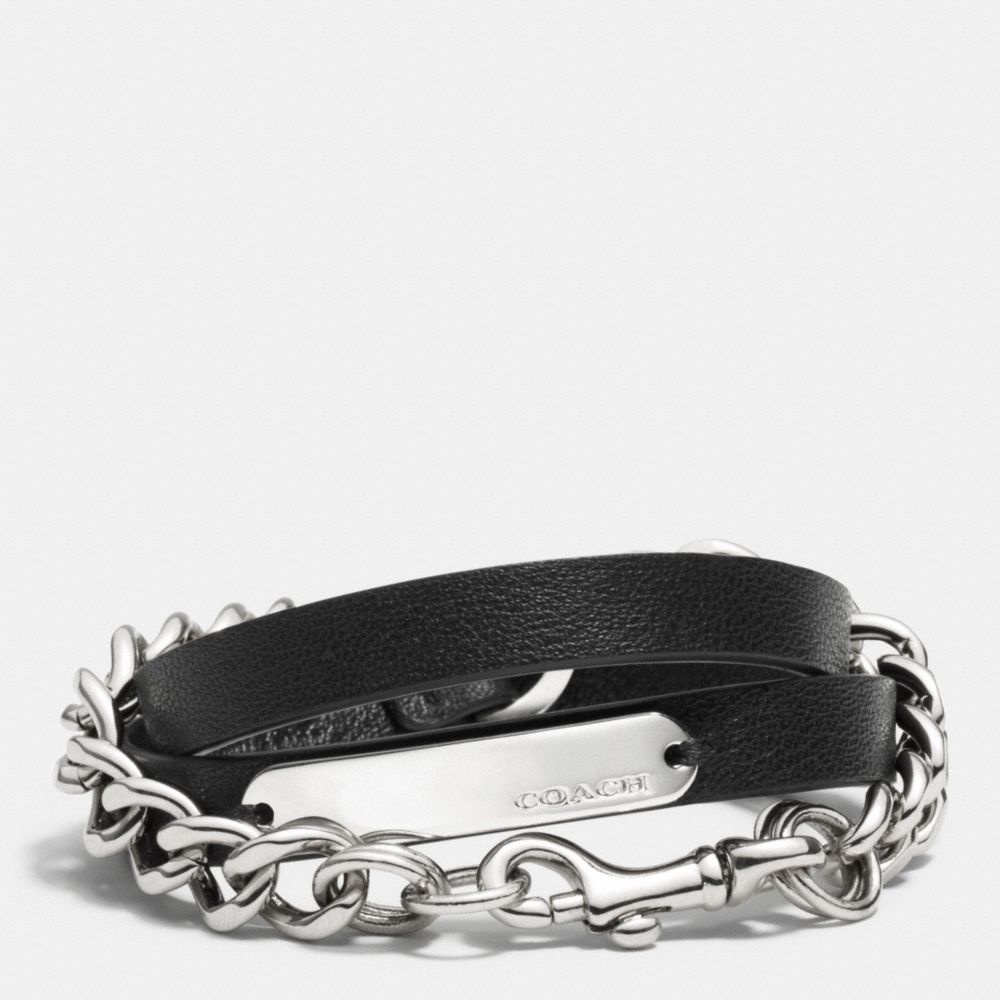MULTI WRAP LEATHER AND CHAIN BRACELET - f99988 - SILVER/BLACK