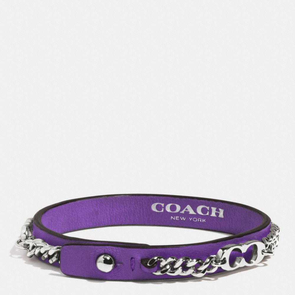 COACH F99992 Signature C Chain Leather Bracelet  PURPLE IRIS