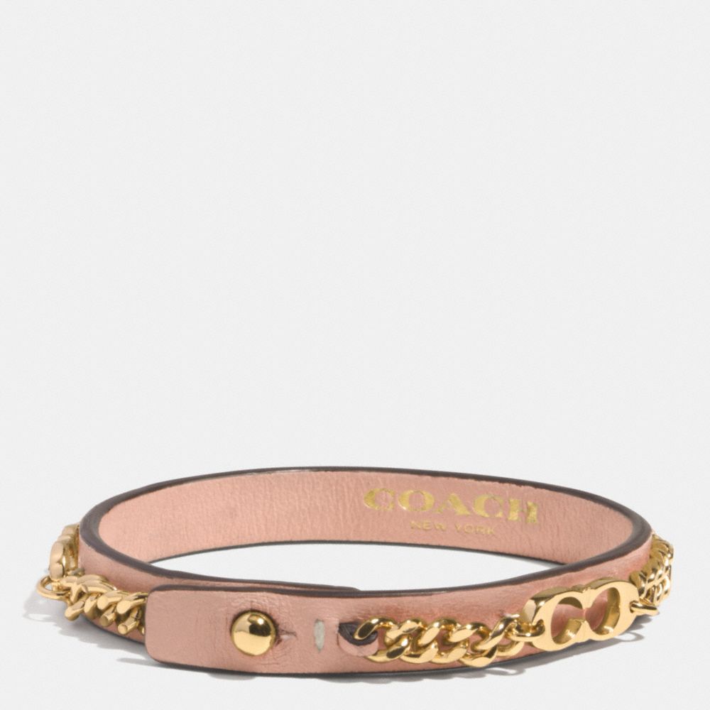 SIGNATURE C CHAIN LEATHER BRACELET - f99992 -  GOLD/ROSE PETAL