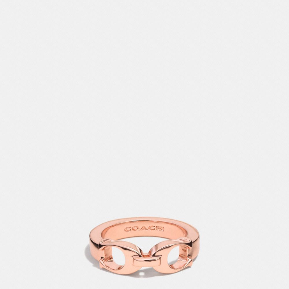 COACH SIGNATURE C LINK RING - ROSEGOLD - f99995