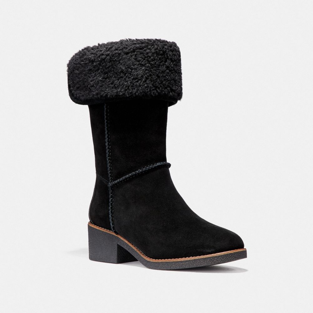 TURNLOCK SHEARLING BOOT - COACH fg1011 - BLACK