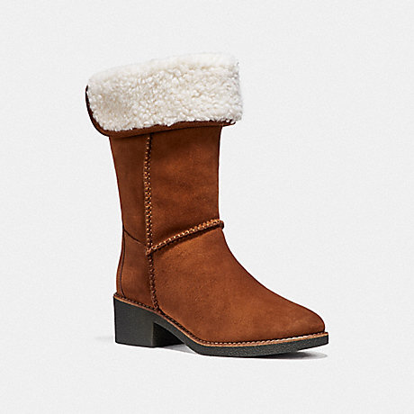 COACH FG1011 TURNLOCK SHEARLING BOOT SADDLE