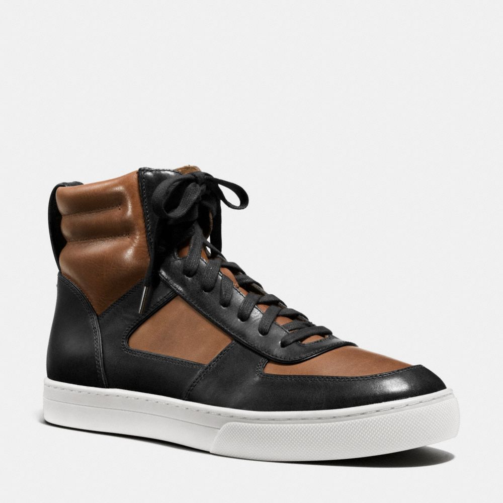 DAVE HI TOP SNEAKER - BLACK/SADDLE - COACH FG1083