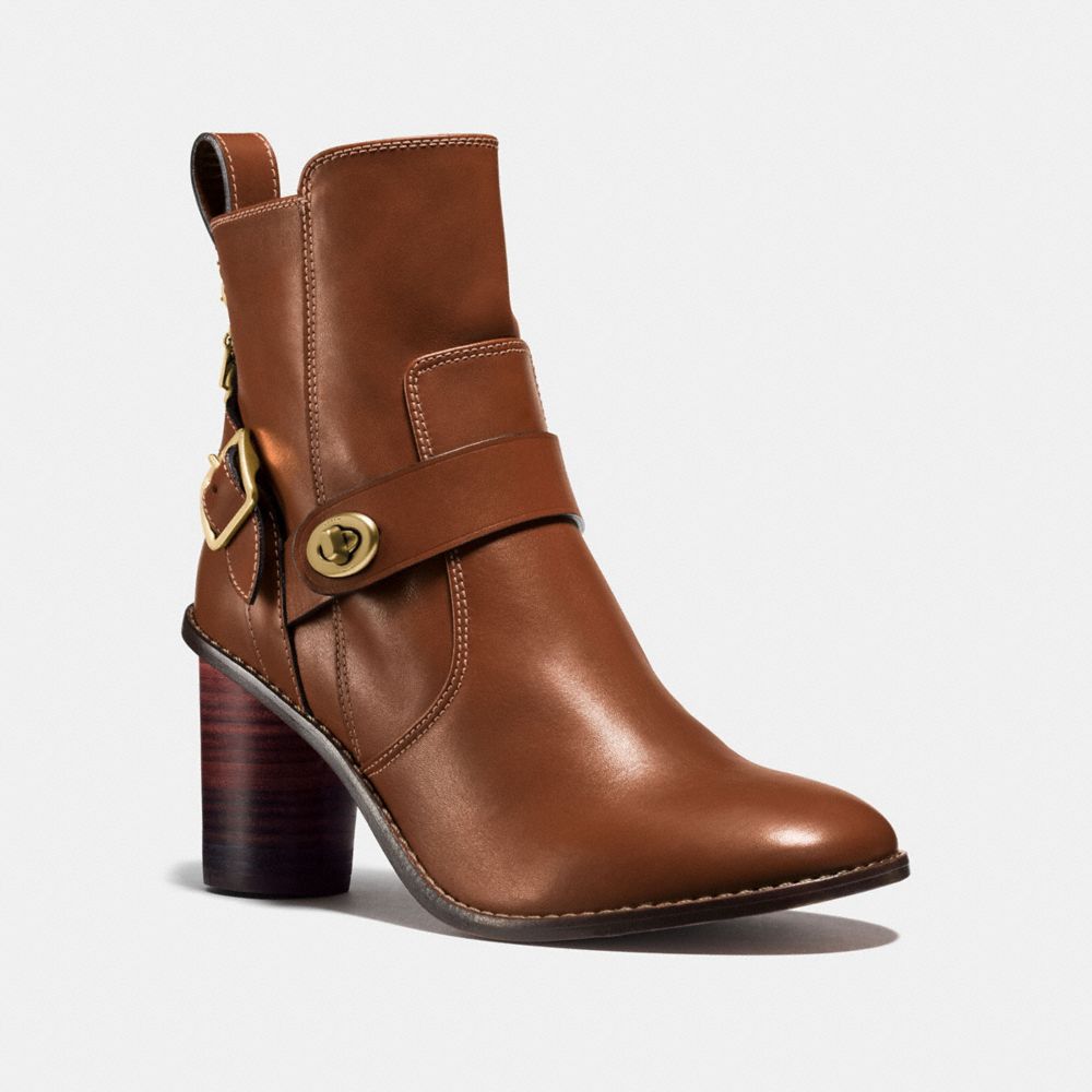 COACH FG1191 - MOTO BOOTIE HEEL DARK SADDLE