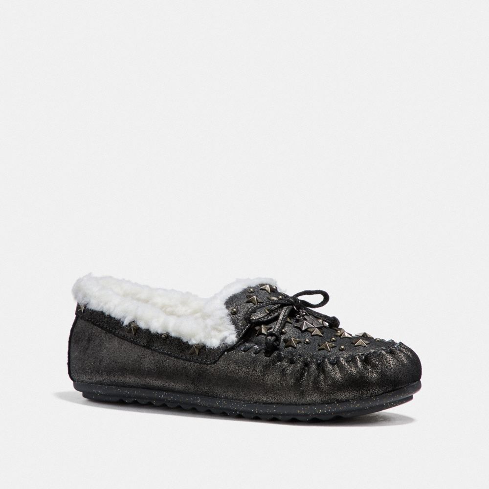 COACH fg1438 SHEARLING MOCCASIN ANTHRACITE