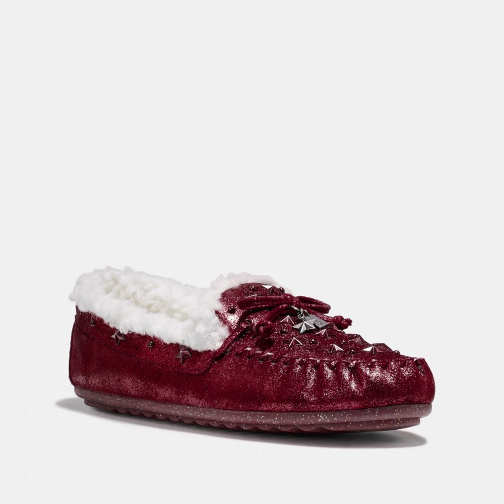 COACH FG1438 - SHEARLING MOCCASIN METALLIC BORDEAUX