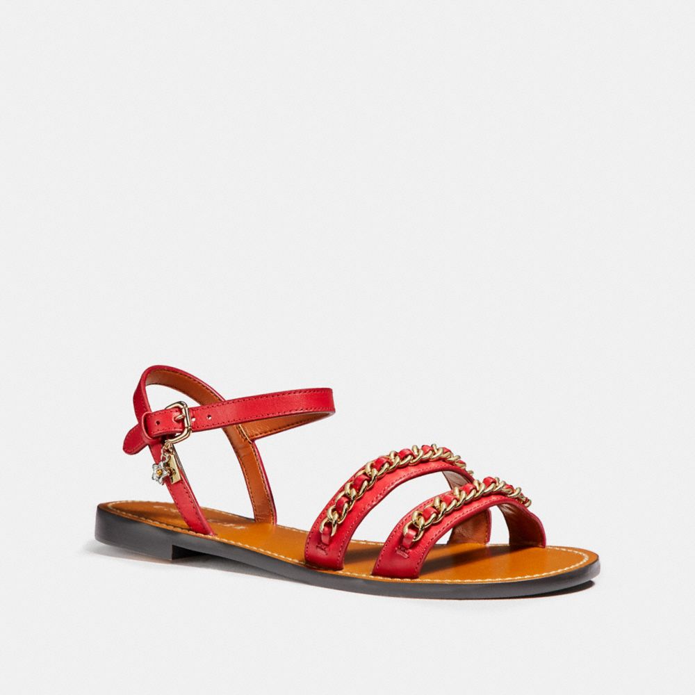 COACH FG1465 Chain Strap Sandal TRUE RED