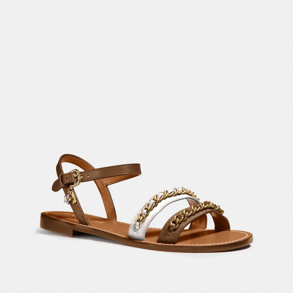 CHAIN STRAP SANDAL - fg1465 - SADDLE