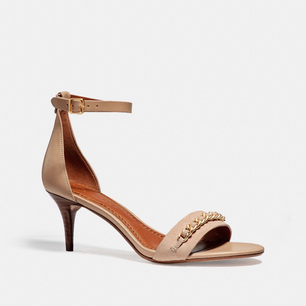 COACH FG1489 Chain Mid Heel Sandal BEECHWOOD