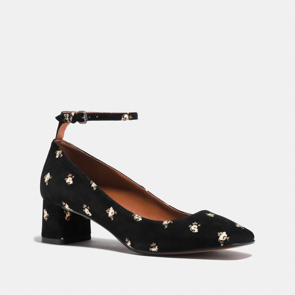 ANKLE STRAP PUMP WITH PRAIRIE PRINT - FG1803 - BLACK