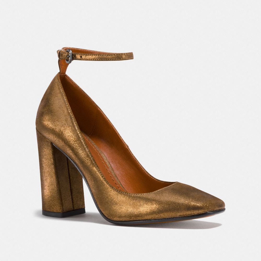 COACH ANKLE STRAP PUMP - GOLD - FG1942