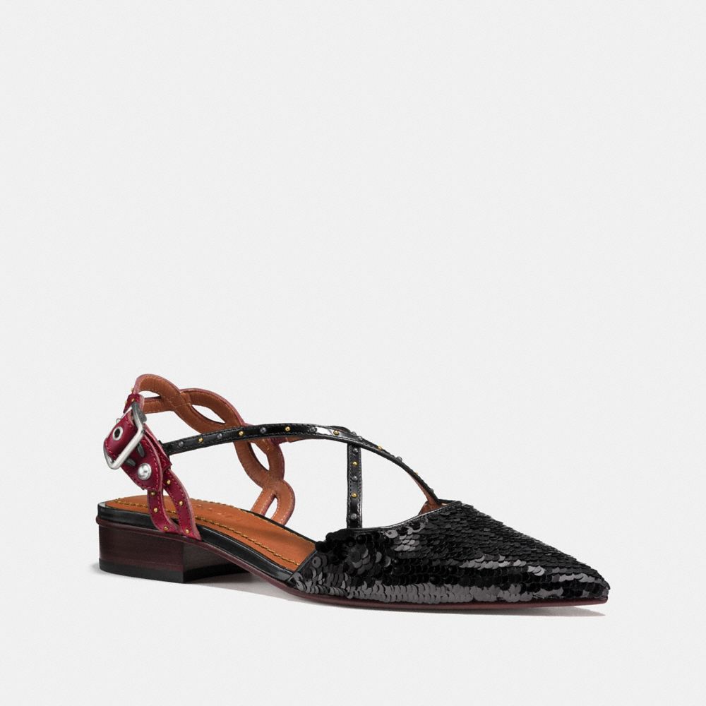 FLAT WITH SEQUINS - BLACK/WINE - COACH FG1986