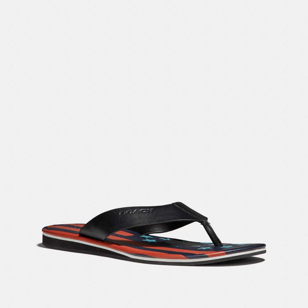 COACH FG2051 ROCKAWAY FLIP FLOP WITH FLAG BLACK-MULTI