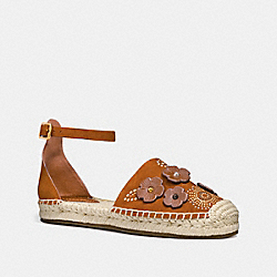 ANKLE STRAP ASTOR ESPADRILLE WITH TEA ROSE RIVETS - FG2054 - SADDLE