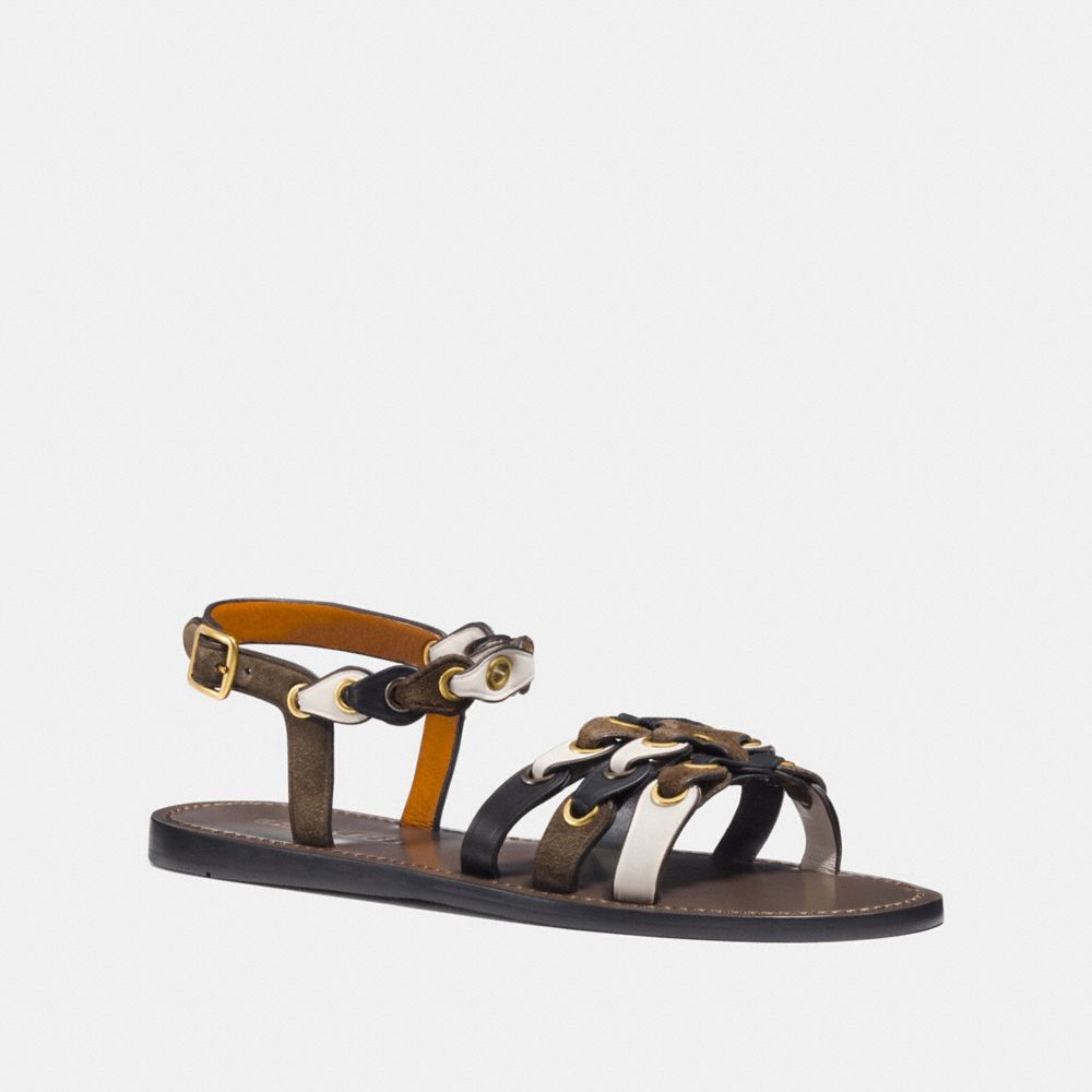 COACH FG2087 - SANDAL WITH COACH LINK FATIGUE/CHALK/BLACK