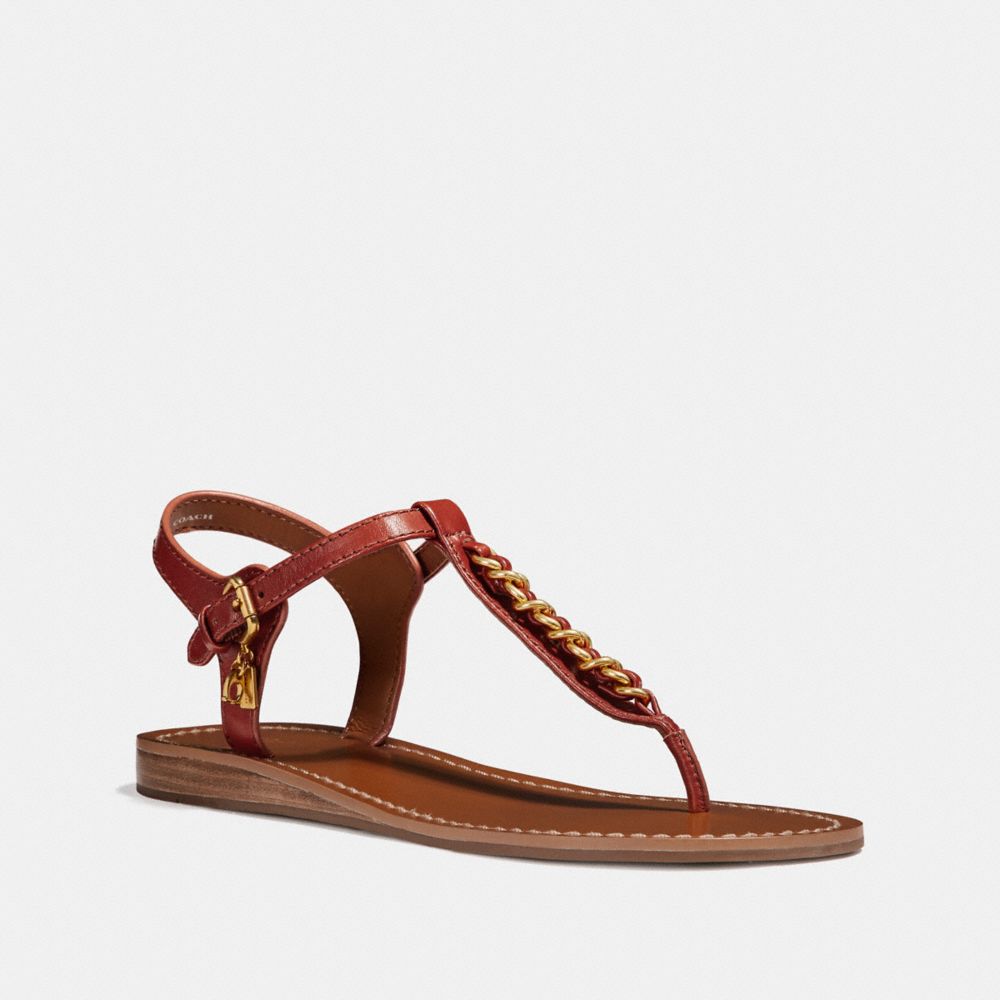 COACH fg2100 CHAIN T-STRAP SANDAL TERRACOTA