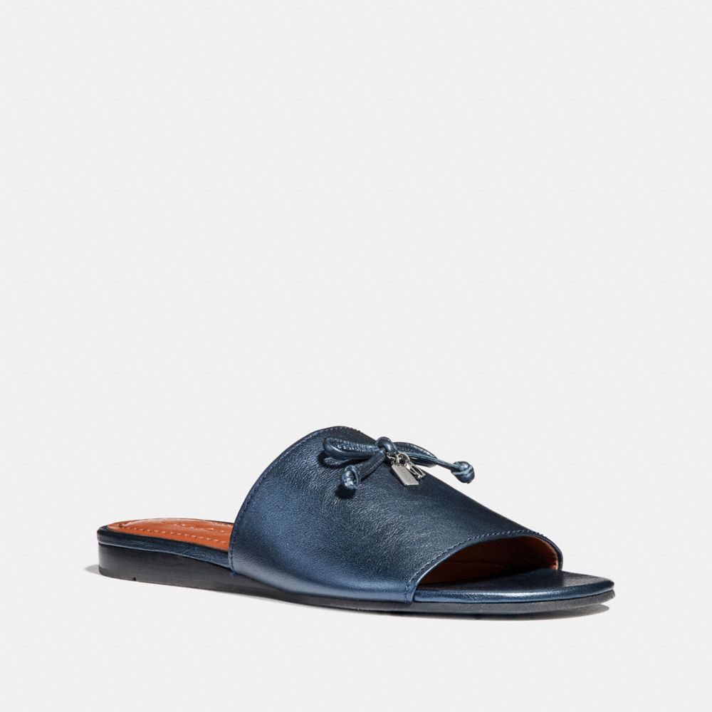 COACH FG2102 Tassel Slide Sandal METALLIC BLUE