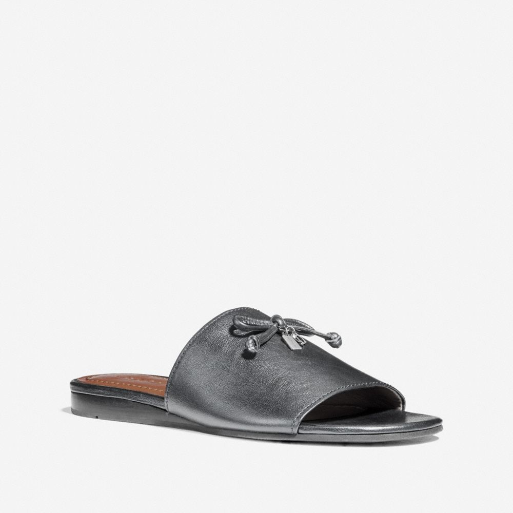 TASSEL SLIDE SANDAL - SILVER BLACK - COACH FG2102