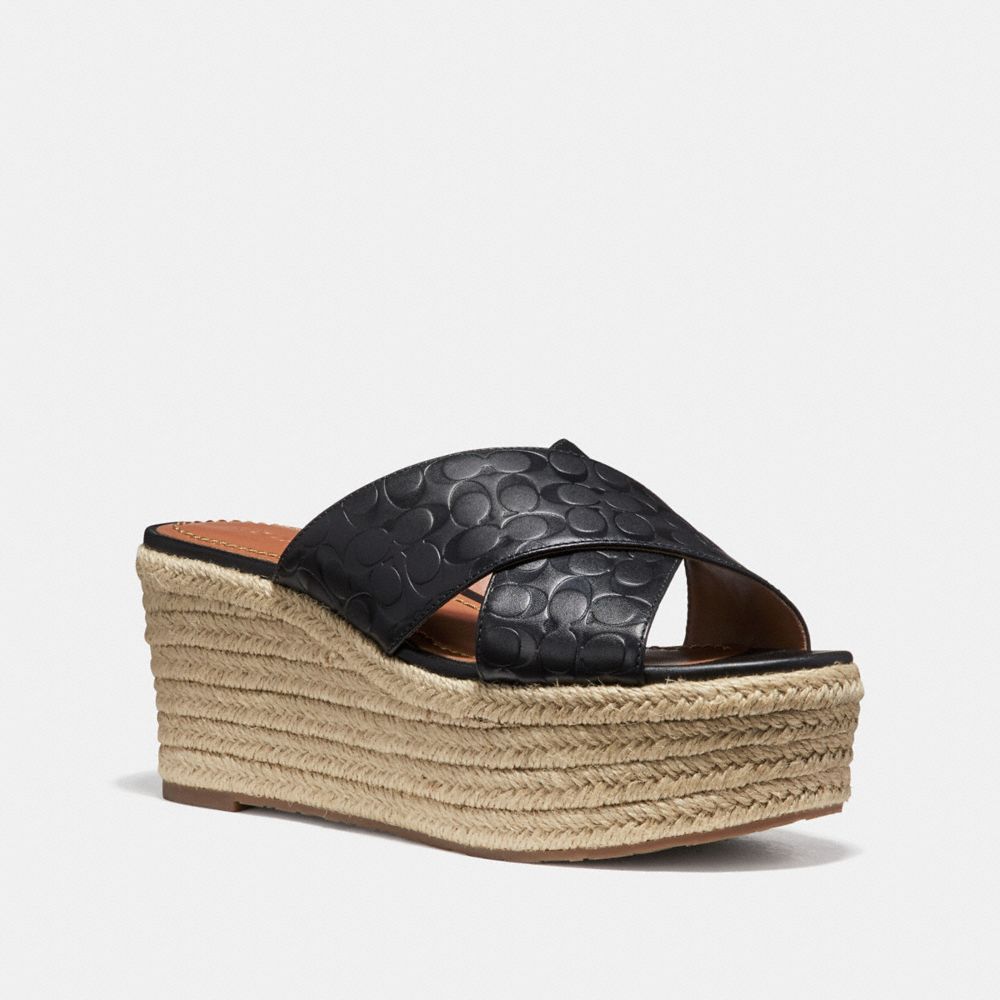 COACH FG2107 Slide Espadrille Wedge BLACK