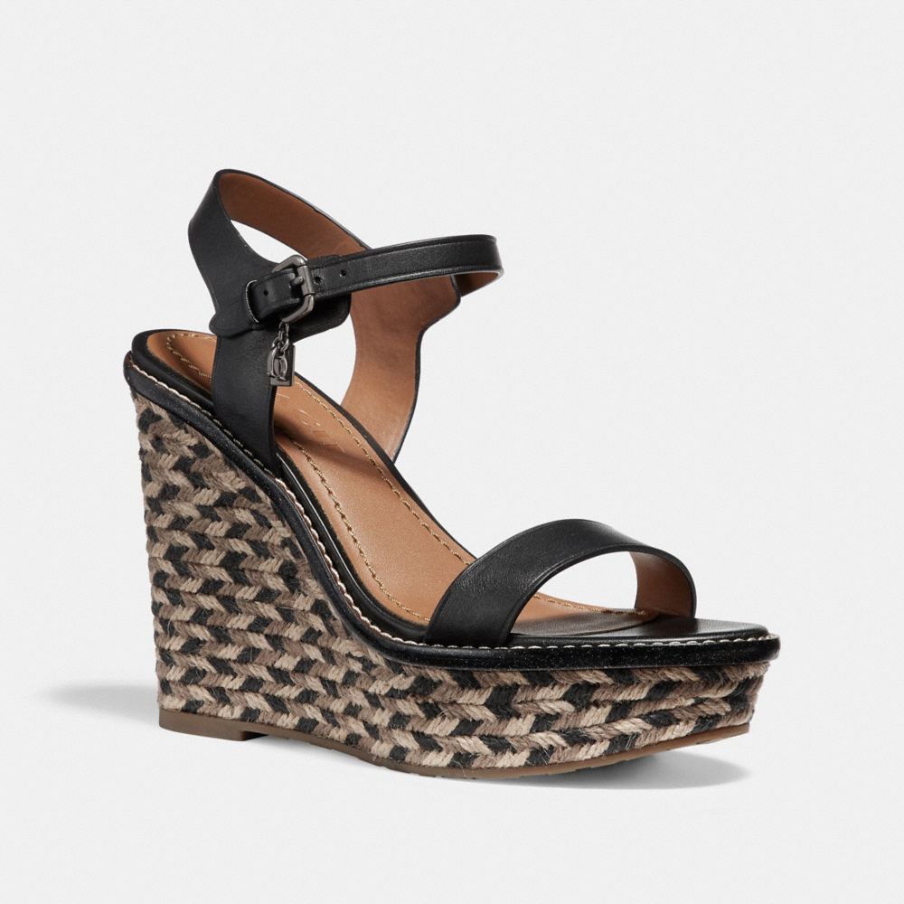 COACH FG2110 High Espadrille Wedge Sandal BLACK