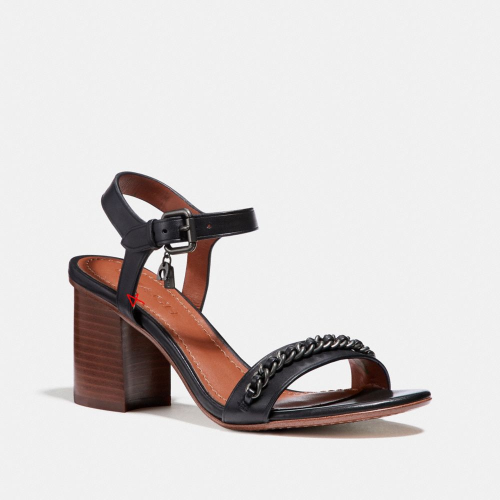 CHAIN MID HEEL SANDAL - COACH fg2112 - BLACK