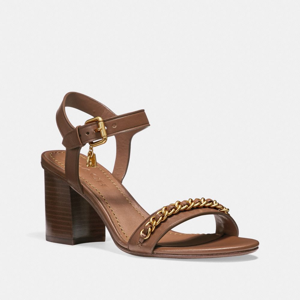 COACH CHAIN MID HEEL SANDAL - SADDLE - fg2112