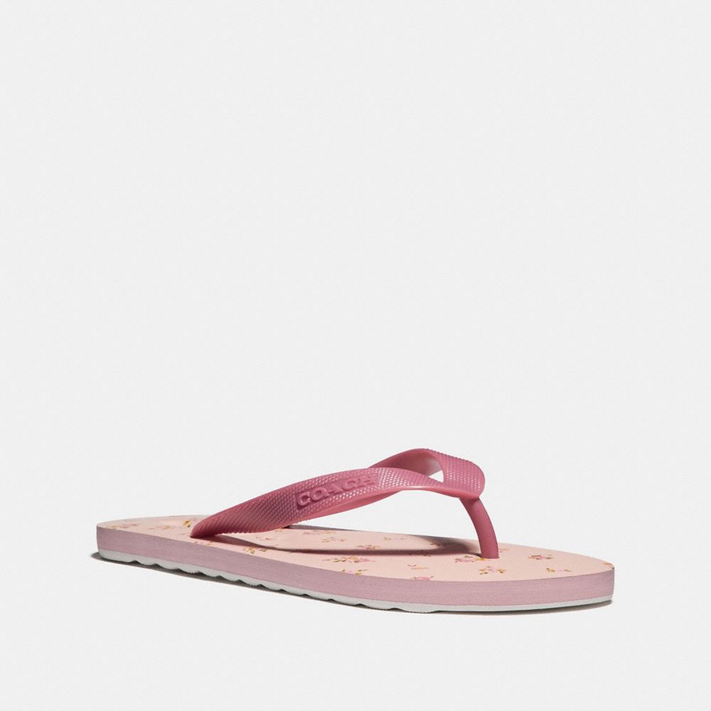 COACH ROLLER BOTTOM FLIP FLOP WITH DAISY PRINT - ROUGE/LIGHT PINK - fg2181