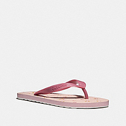 ROLLER BOTTOM FLIP FLOP WITH DAISY PRINT - COACH fg2181 - ROUGE/LIGHT PINK